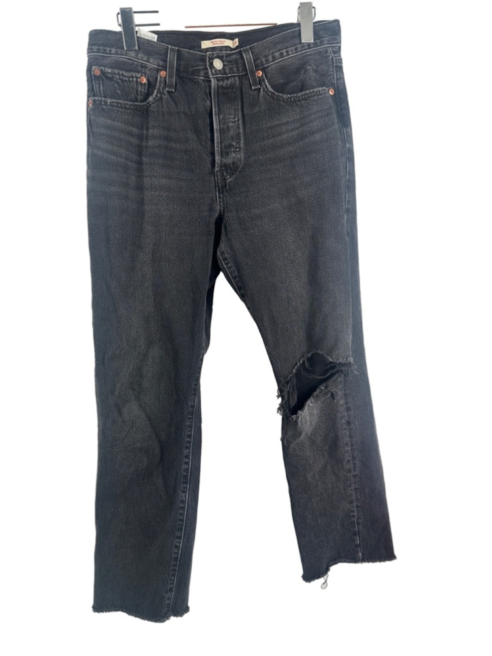 Levi's Wedgie Straight Black/Charcoal Jeans ripped knee y2k Size 30
